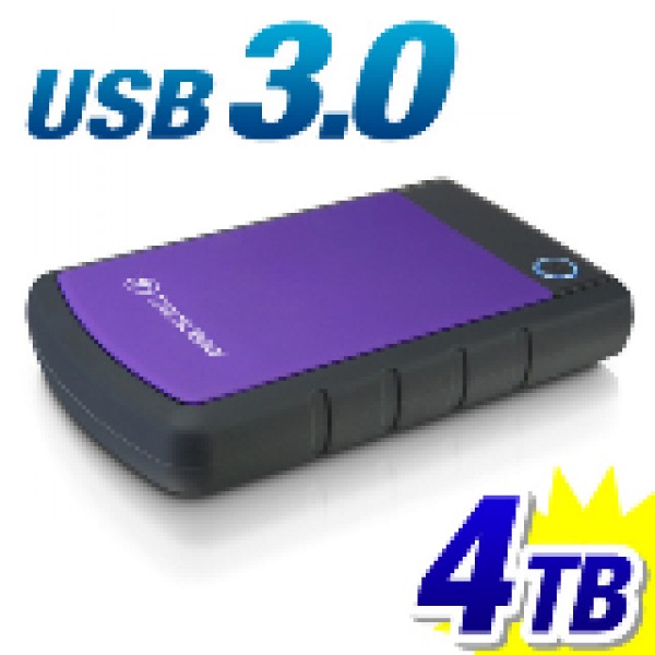 External HDD 4 TB, H3P, USB3.0, 2.5'', Anti-shock system, Backup software, 308 gr, Black/Purple ( TS4TSJ25H3P ) 