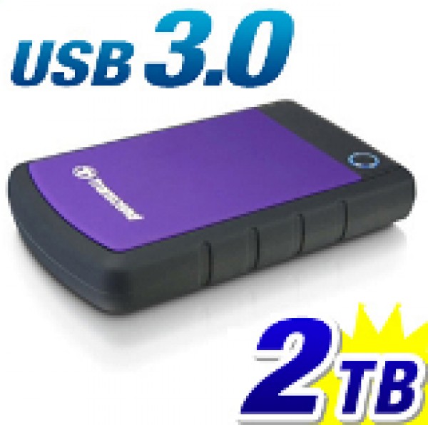 External HDD 2 TB, H3P, USB3.0, 2.5'', Anti-shock system, Backup software, 284 gr, Black/Purple ( TS2TSJ25H3P ) 