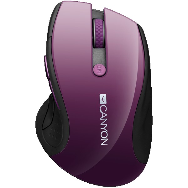 CANYON 2.4GHz wireless mouse with 6 buttons, optical tracking - blue LED, DPI 100012001600, Purple pearl glossy, 113x71x39.5mm, 0.07kg ( CNS-CMSW01P ) 
