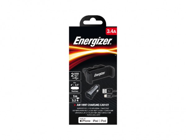 Energizer Max Universal CarKit 2USB+Lightning Cable Black 3,4A' ( 'CKITB2CLI3' ) 