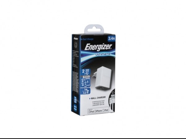 Energizer Ultimate Wall Charger 2USB+Lightning Cable White  3,4A' ( 'ACA2CEUULI3' ) 