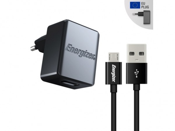 Energizer Max Wall Charger 1USB+MicroUSB Cable Black 1A' ( 'ACA1AEUCMC3' ) 