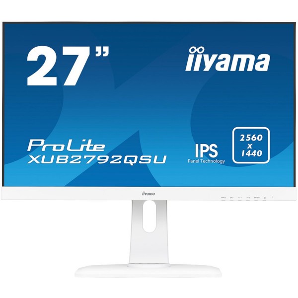 IIYAMA Monitor Prolite, 27'' WHITE, ETE ULTRA SLIM LINE, 2560x1440 WQHD, IPS, 5ms,  FreeSync, 13cm height adj. stand, 350cdm˛, VGA, HDMI, DisplayPort, Speakers, USB-HUB(2x3.0) ( XUB2792QSU-W1 ) 