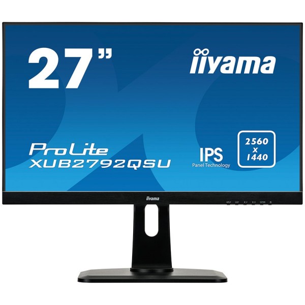 IIYAMA Monitor Prolite, 27'' ETE, ULTRA SLIM LINE, 2560x1440 WQHD, IPS, 5ms, FreeSync, 13cm height adj. stand, 350cdm˛, VGA, HDMI, DisplayPort, Speakers,  USB-HUB(2x3.0) ( XUB2792QSU-B1 ) 