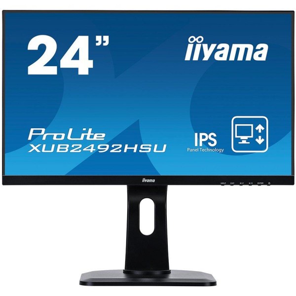IIYAMA 24'' ETE, IPS-panel, 1920x1080, 13cm Height Adj. Stand, Pivot, 1ms (MPRT), 250 cdm˛, Speakers, HDMI, DisplayPort, USB-HUB (23,8'' VIS) ( XUB2496HSU-B1 ) 