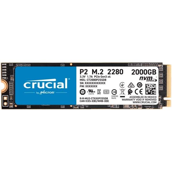Crucial SSD Crucial P2 2000GB 3D NAND NVMe PCIe M.2 SSD, EAN: 649528902320 ( CT2000P2SSD8 ) 