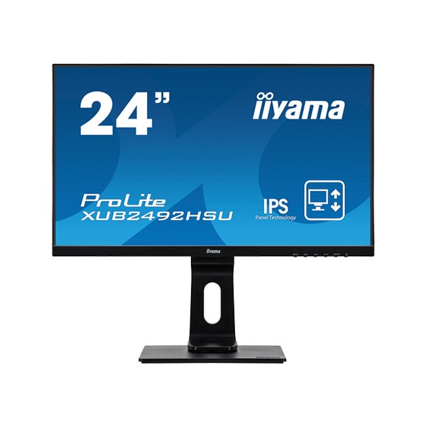 IIYAMA Monitor Prolite, 24'' ETE, ULTRA SLIM LINE , 1920x1080, IPS-panel, 13cm Height Adj. Stand, Pivot, 4ms, 250 cdm˛, Speakers, VGA, HDMI, DisplayPort, USB-HUB (23,8'' VIS) ( XUB2492HSU-B1 ) 