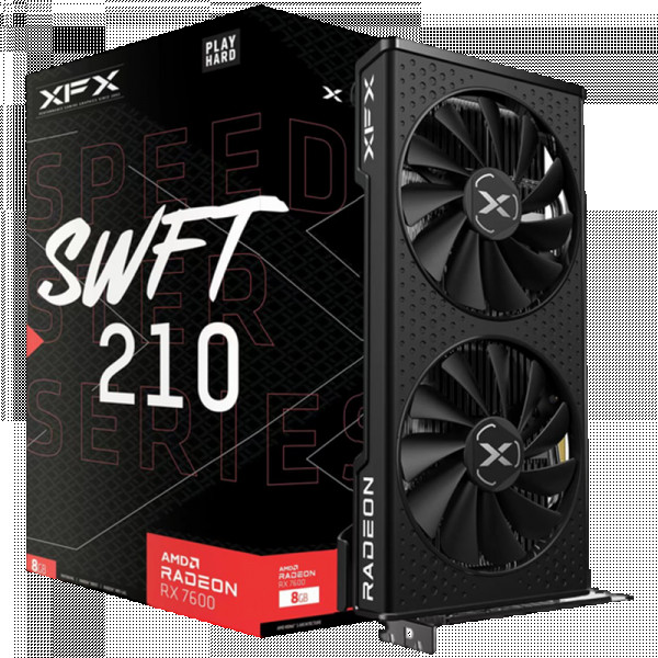 XFX SPEEDSTER SWFT210 RADEON RX7600 CORE Gaming Graphics Card with 8GBGDDR6 HDMI 3xDP, AMD RDNA(TM) 2 ( RX-76PSWFTFY ) 