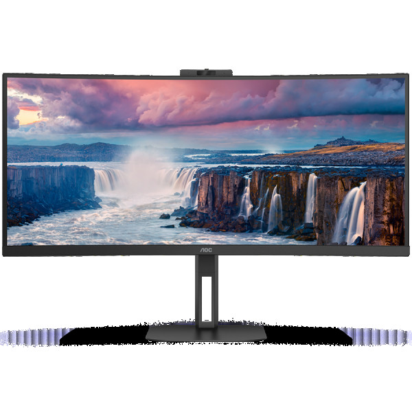 Monitor 34 AOC CU34V5CWBK Curved VA 1500R, 21:9, 3440x1440, 100Hz, 4ms(1ms MPRT), 300 cdm2, 3000:1 (20M:1), 1xHDMI 2.0, DP 1.2, 4xUSB 3.2, 